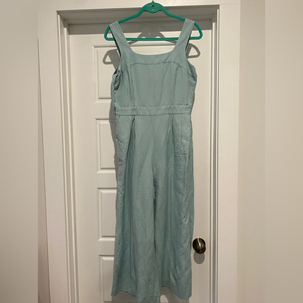 Ann Taylor mint green linen overalls